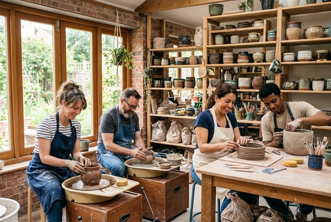 Book plads på et keramikhold og lær at lave unikke havekrukker